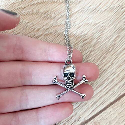 Skull Pendant Necklace for Women Men Vintage Chain Grunge Je