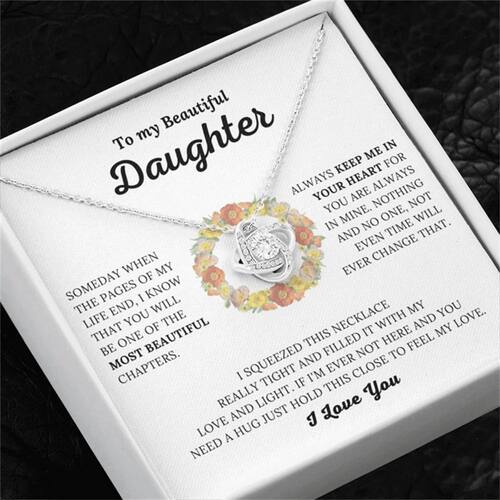 To My Daughter Eternal Heart Four-leaf Clover Pendant Neckla