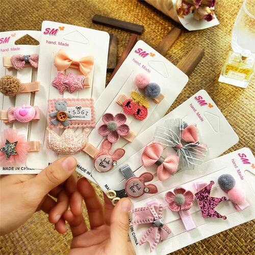 4 PCS/Set Pink Color Baby Head Barrettes Cute Organza Bow Ha
