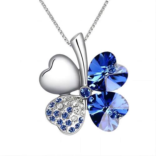 Crystal 4 Four Leaf Leaves Clover Pendant Necklaces Lover Bi