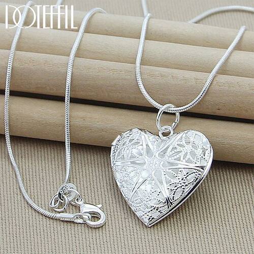 Photo Frame Pendant Necklace 18/20/22/24 Inch Snake Chain Fo