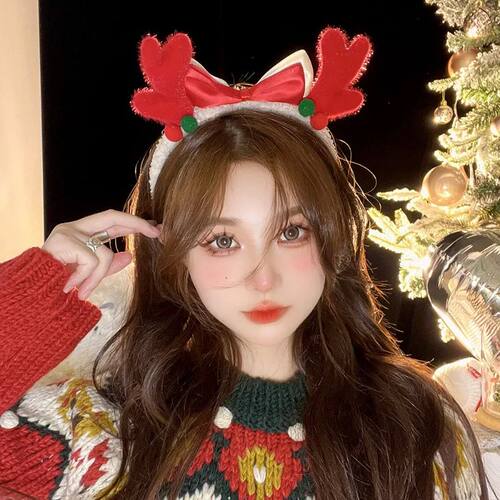 Cute Plush Elk Head Band Female Christmas Dress Up High Head