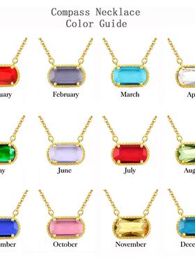 Women's Vintage Birthstone Necklace Colored Crystal Pendant