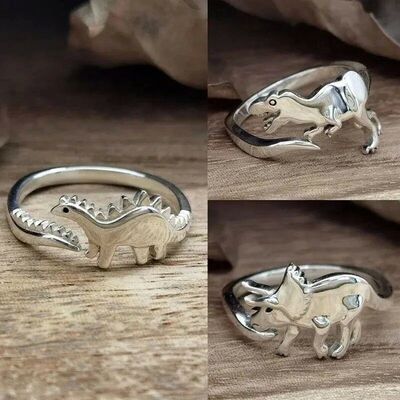 Dinosaur Rings Long-Necked Dragon Stegosaurus Jewelry Toy Cu
