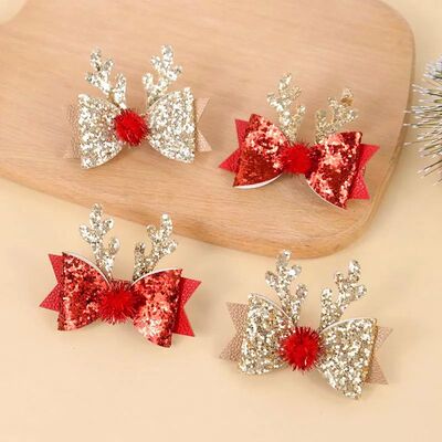 2/4pcs Cute Antlers Hair Clips Christmas Hairpin Kids Hair A