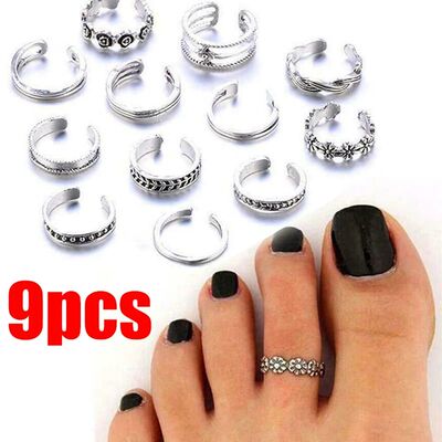 9Pcs Adjustable Toe Rings for Women Hypoallergenic Open Toe