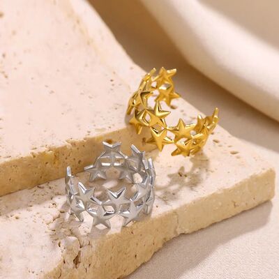Multiple Star Open Ring For Women Fashion Hiphop Gold Color