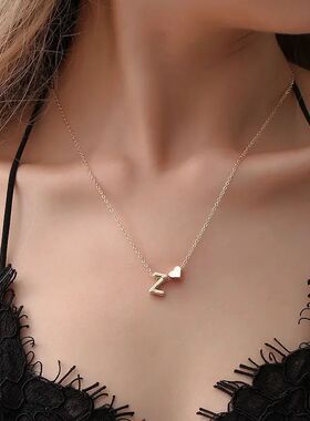 Fashion Tiny Heart Dainty Necklace With Letter Name