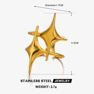 Rings Col Boho Gold Women for Open Moon Star Steel Stainless