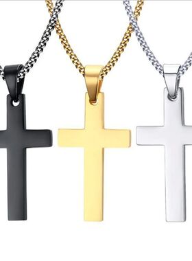 Fashion Stainless Steel Cross Pendant Necklace For Women Men