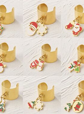 316L Stainless Steel Enamel Elk Snowman Gift Box Charms Open