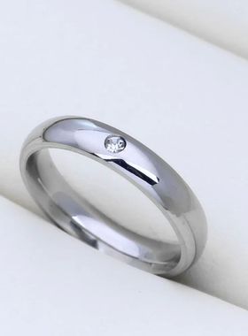 Never Fade 4mm Stainless Steel Solid Zircon Ring Engagement