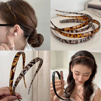 Thin Glasses Headband Women Hair Hoop Acrylic Leopard Print