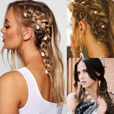 10/50pcs Gold Silver Charms Hair Braid Dreadlock Hair Rings