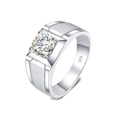2 Carat Moissanite Rings For Men White Gold plated Engagemen