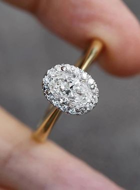 Trendy Women Wedding Rings Luxury Two Tone Crystal AA Cubic