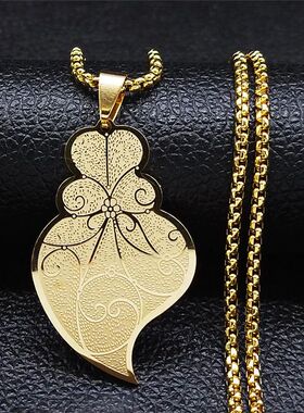 Flower Jesus Sacred Heart Stainless Steel Necklaces Gold Col