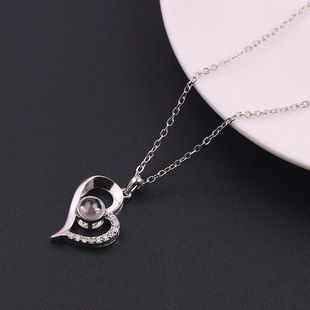 Pendant Gold Necklace Silver Color Heart Projection