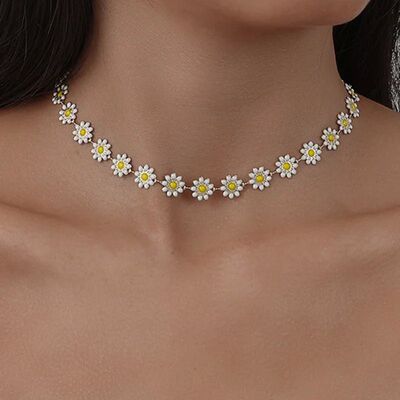 Kpop Flower Daisy Clavicle Chain Necklace for Women Wed Summ