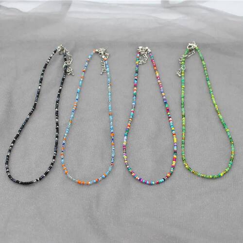 Simple Seed Beads Strand Choker Necklace Women String Collar