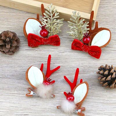 (2pcs) 6.5*7.5cm Christmas Antlers Hair Clip Hair Accessorie