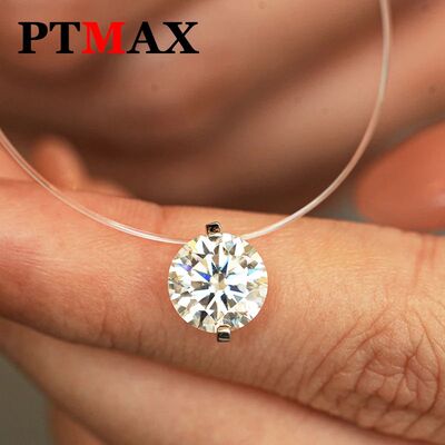 1-5ctFishing Line Women Moissanite Necklace Pendant Original