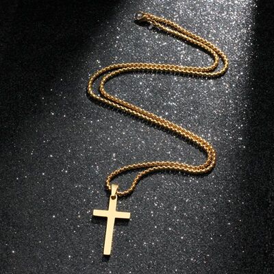 Cross Necklace for Men Gold Black Silver Color Stainless Ste