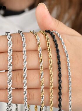 2mm-6mm Rope Chain Necklace Stainless Steel Never Fade Water