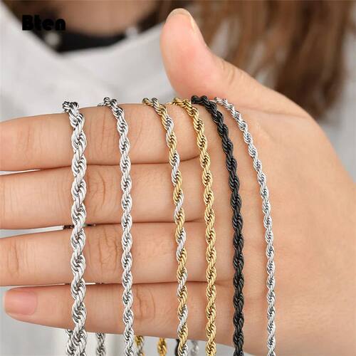 2mm-6mm Rope Chain Necklace Stainless Steel Never Fade Water