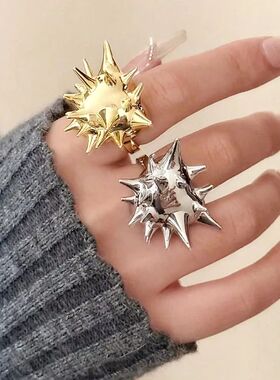 Fashionable heart-shaped spike ball rivet ring dark personal