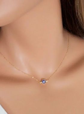 Evil Eye Gift Deep Sea Blue Pendant Necklace Leather Rope Ch