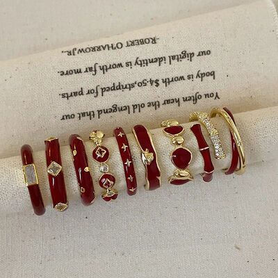 Y2K Vintage Red Drip Oil Bow Rings for Women Girls Cool Swee