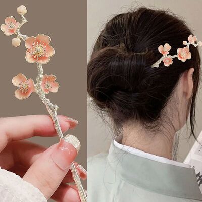 Elegant Cherry Blossom Hairpins Japanese Alloy Hair Sticks w