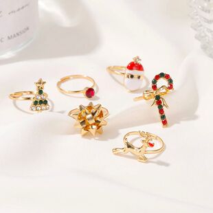 Women Col Elk Gold Cute Fashion For Ring Santa Christmas New