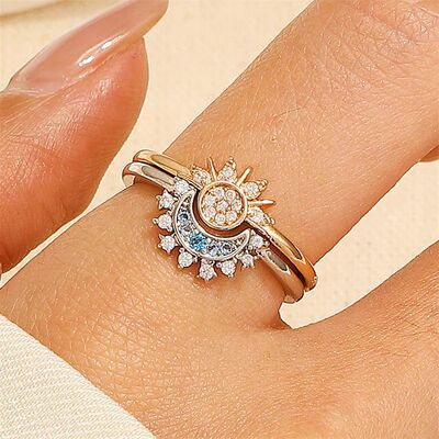 New Adjustable Sun and Moon Overlapping Wear Ring for Women