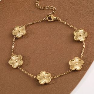 Flower Wom Trendy Clover Bracelets For Steel Lucky Stainless