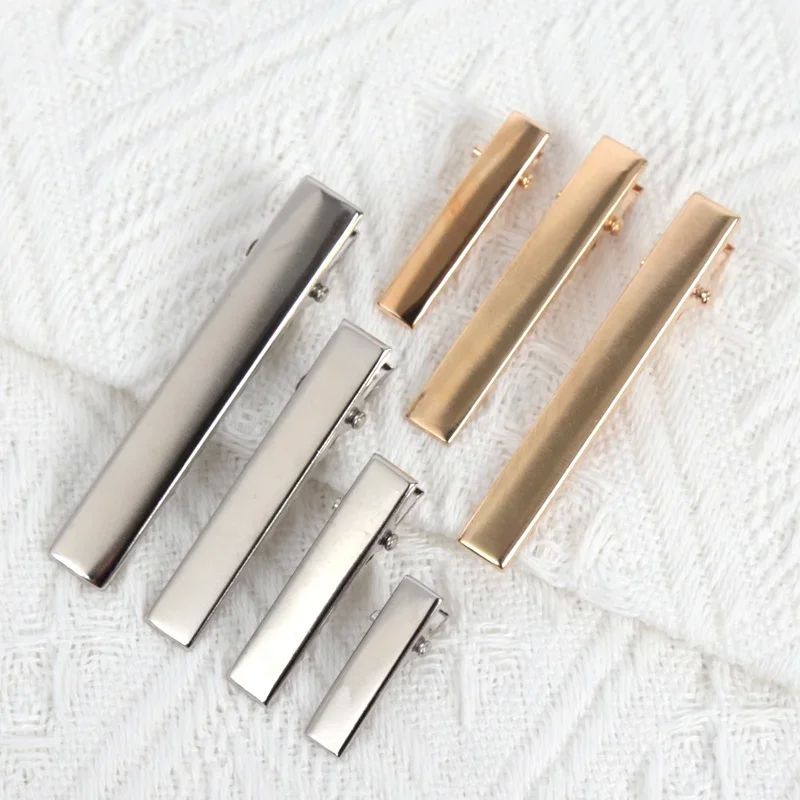 50Pcs Hair Alligator Metal Hair Clips Duckbill Blank Setting
