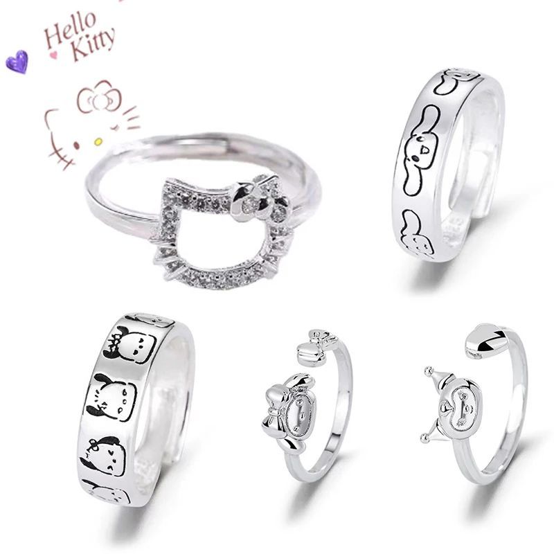 1PC Anime Sanrio Figure Opening Adjustable Ring Hello Kitty