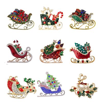 Taking Gifts Sleigh Brooches For Women Men Big Vintage Rhine