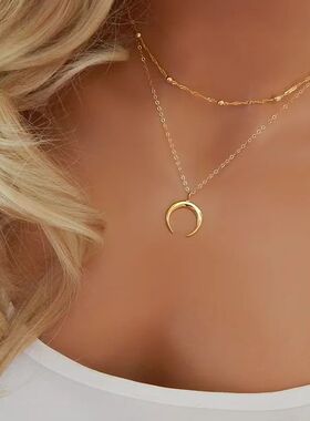 Half Moon Necklace Horn-shaped Crescent Necklace Women's Pen