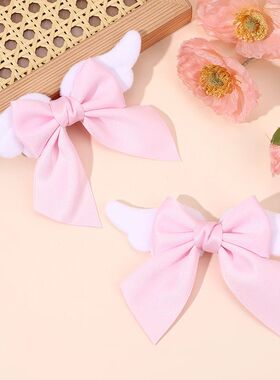 2Pcs New Angel Wings Bow Hair Clips Sweet Cute Fluffy Wings