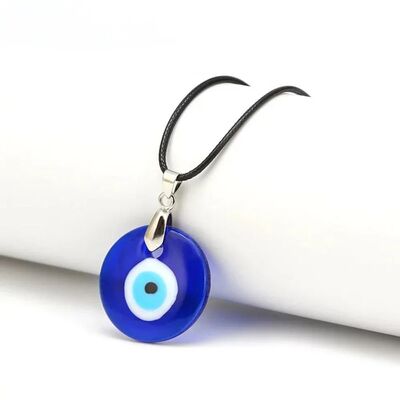 Vintage Turkish Blue Evil Eye Pendant Choker Necklace Lucky