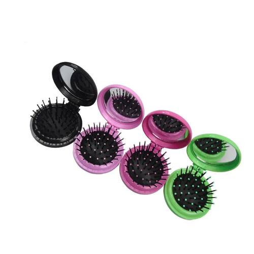 Mini Hair Comb With Folding Mirror Traveling Portable Massag