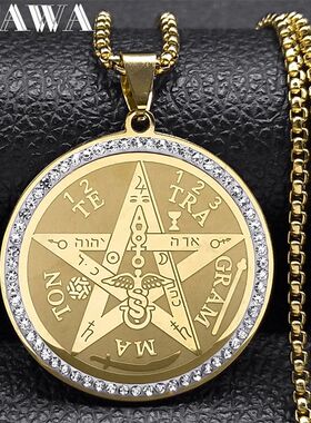 Pentagram Amulet Necklace for Women Men Stainless Steel Jewi