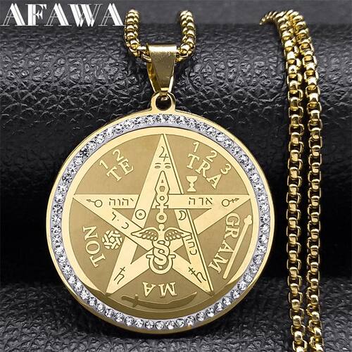 Pentagram Amulet Necklace for Women Men Stainless Steel Jewi