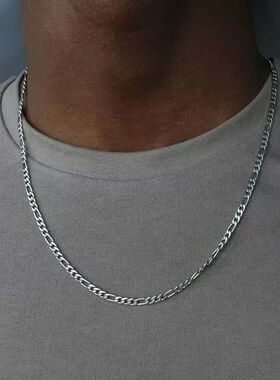 40-75cm Silver 4mm Figaro Chain Necklace For Women Men Long