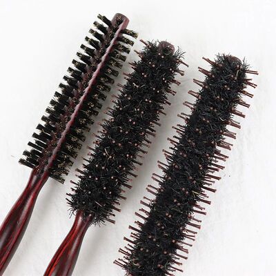 1pce natural solid wood curling brush natural bristle rollin