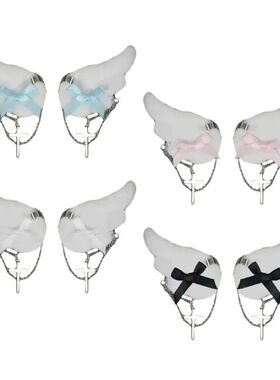 Angel Wing Hair Clip for Girls Y2K Punk Hairpins Bowknot Hai