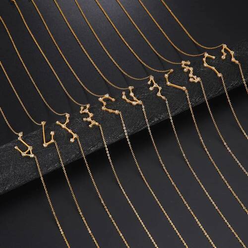Clear Zircon Constellation Necklace Women Capricorn Libra Ar
