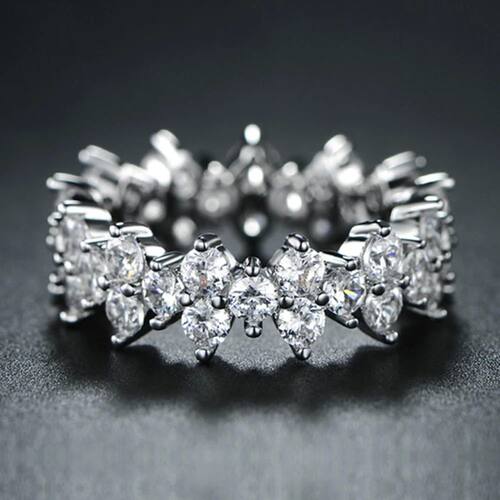 Full Paved Small Round Zircon Women Promise Ring Irregular L